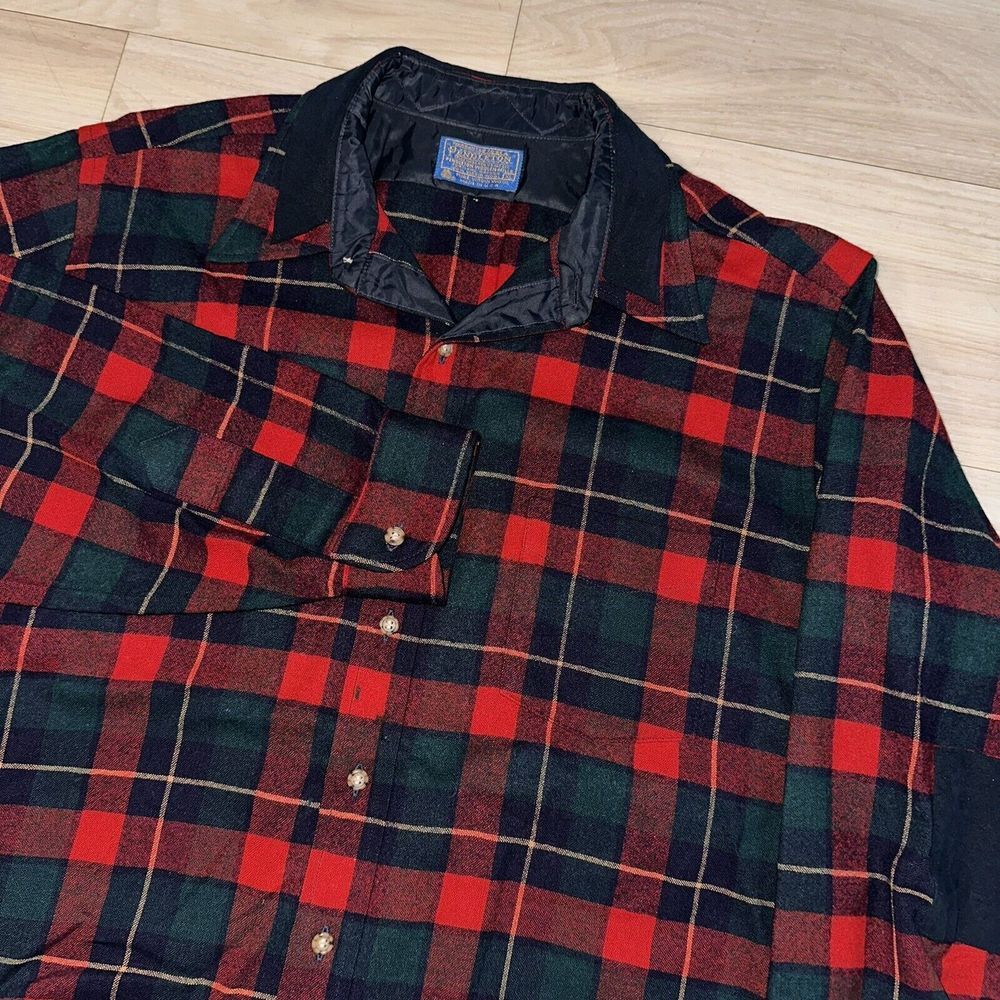 Vintage Pendleton Shirt Mens XL Plaid‎ Kilgore Tartan Pure Virgin Wool  70s